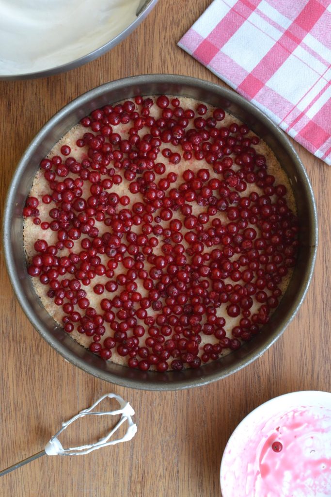 Covering the base with red currants