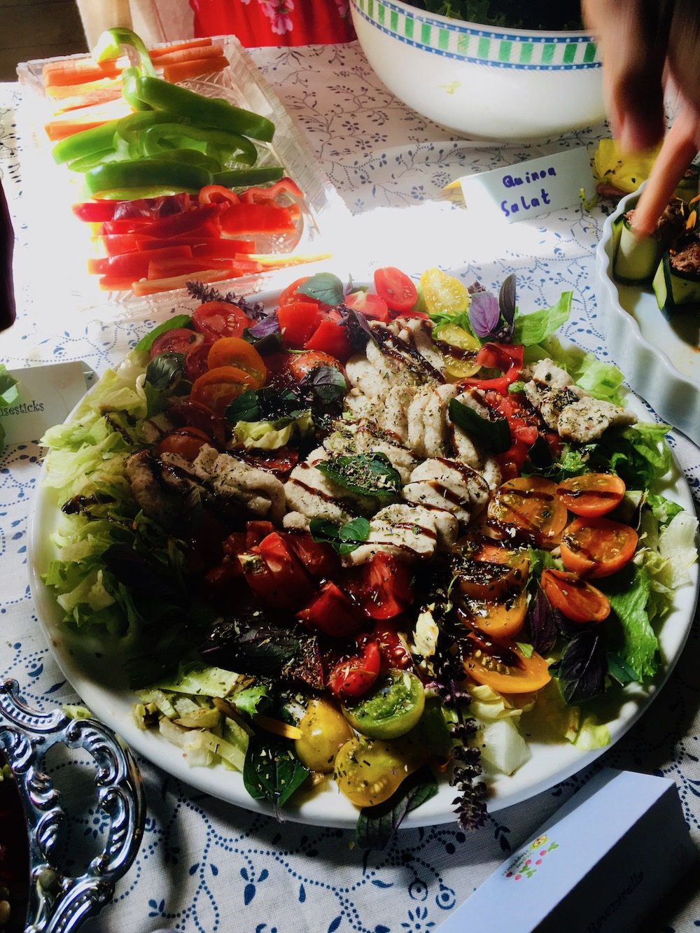 A tomato and vegan mozzarella salad