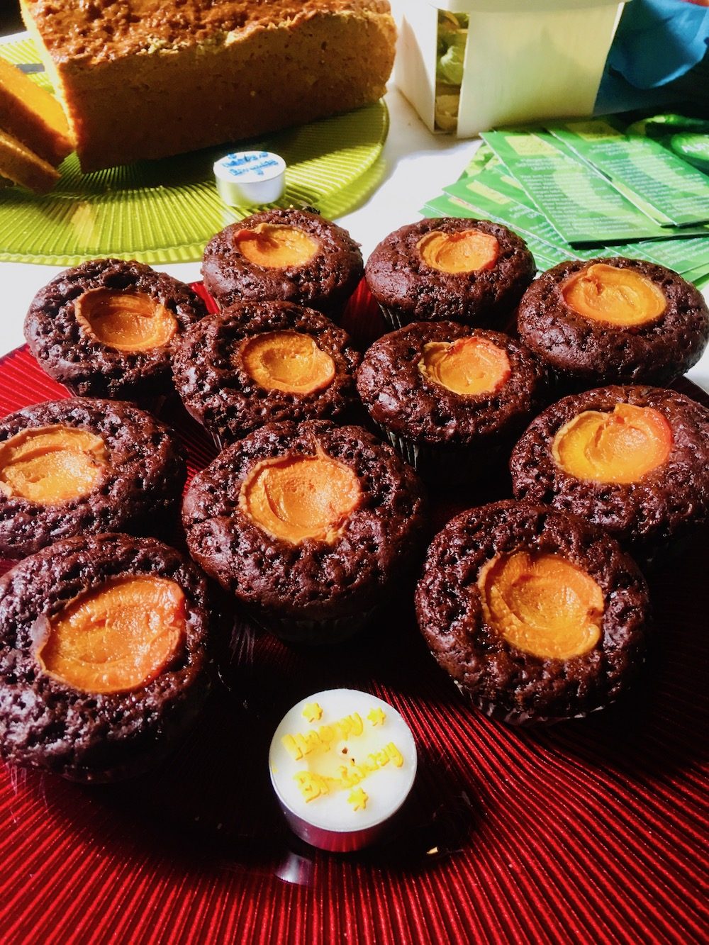 Chocolate and apricot muffins