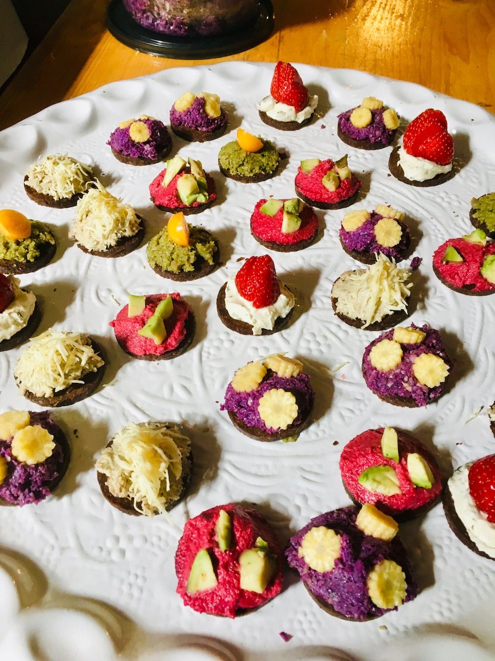 Colourful vegan canapes