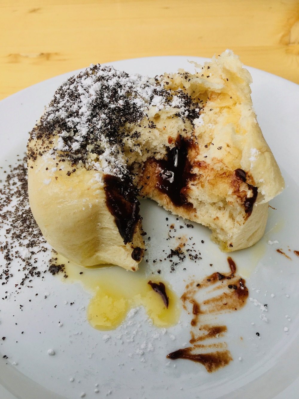 A germknodel filled with plum jam
