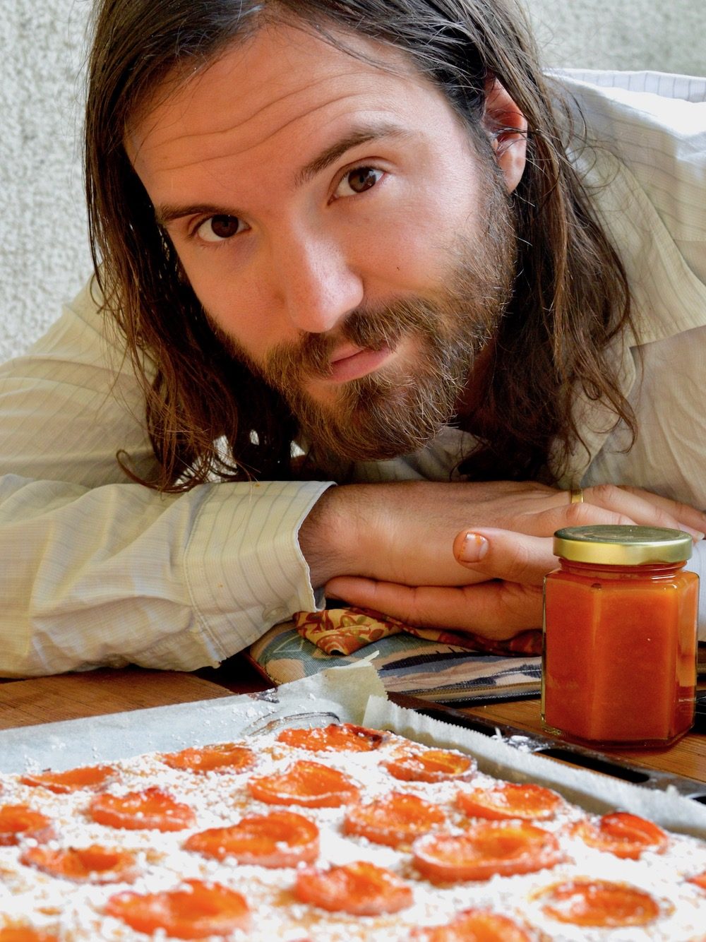 Paul with an apricot cake