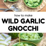 A pinterest image of the finished dish, text reads "How to make wild garlic gnocchi".