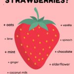 What Goes Well With Strawberries Infographic - oats, lime, mint, ginger, coconut milk, vanilla, spinach, chocolate, elderflower and balsamic vinegar.