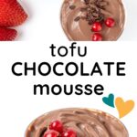 A collage of images of tofu chocolate mousse.