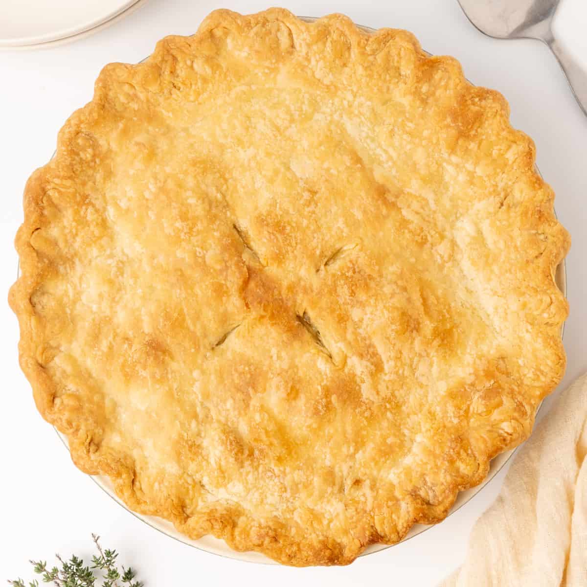 A golden baked pie.